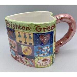 Brighton Coffee Mug-Large Christmas Holiday Greetings Heart Shaped Iridescent